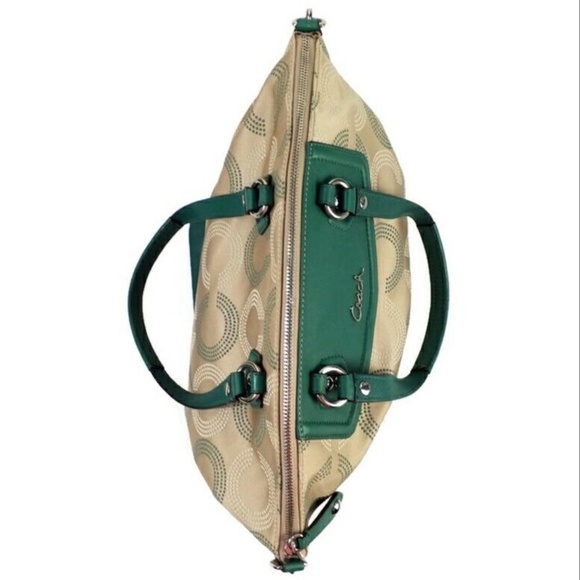 ASHLEY DOTTED OP ART NORTH/SOUTH SATCHEL (COACH F25183) SILVER/KHAKI/AEG… - Picture 13 of 17